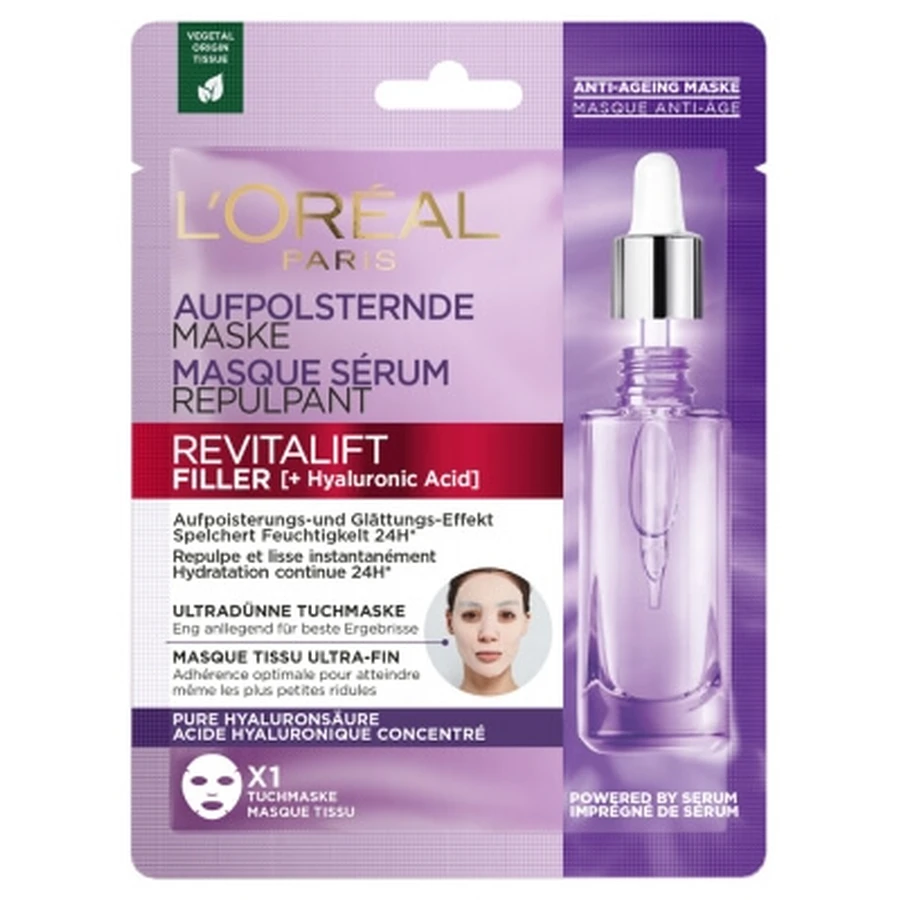 Mascarilla de tela con sérum rellenador Revitalift de L'Oréal Paris, 28 g