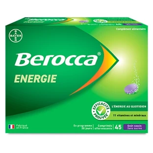 Berocca Énergie Multivitamines et Minéraux Goût Cassis 45 Comprimés Effervescents