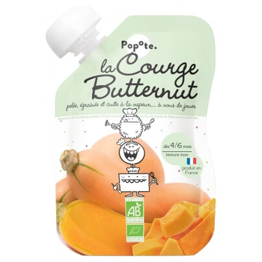 Puré de calabaza butternut ecológico de Popote Gourde, a partir de los 4-6 meses, 120 g