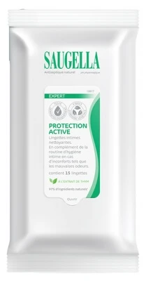 Saugella Expert Protection Active Intimate Cleansing Wipes, 15 Wipes