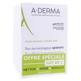 A-DERMA Kalmerende dermatologische zeep, 2-pack (elk 100 g)