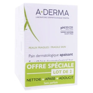 Jabón dermatológico calmante A-DERMA, paquete de 2 (100 g cada uno)