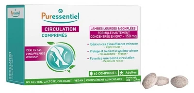 Puressentiel Circulation: Heavy & Swollen Legs, 60 Tablets
