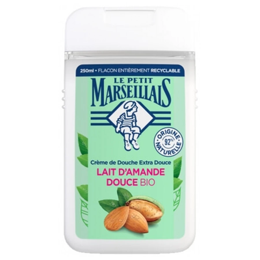 Crema de ducha extra suave de Le Petit Marseillais con leche de almendra dulce ecológica, 250 ml