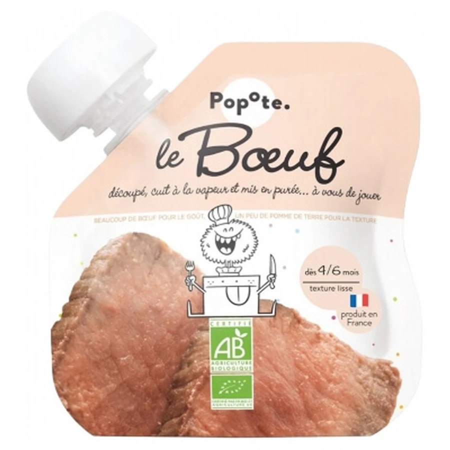 Popote Gourde Rundvlees en aardappelpuree, biologisch, voor baby’s vanaf 4–6 maanden, 60 g