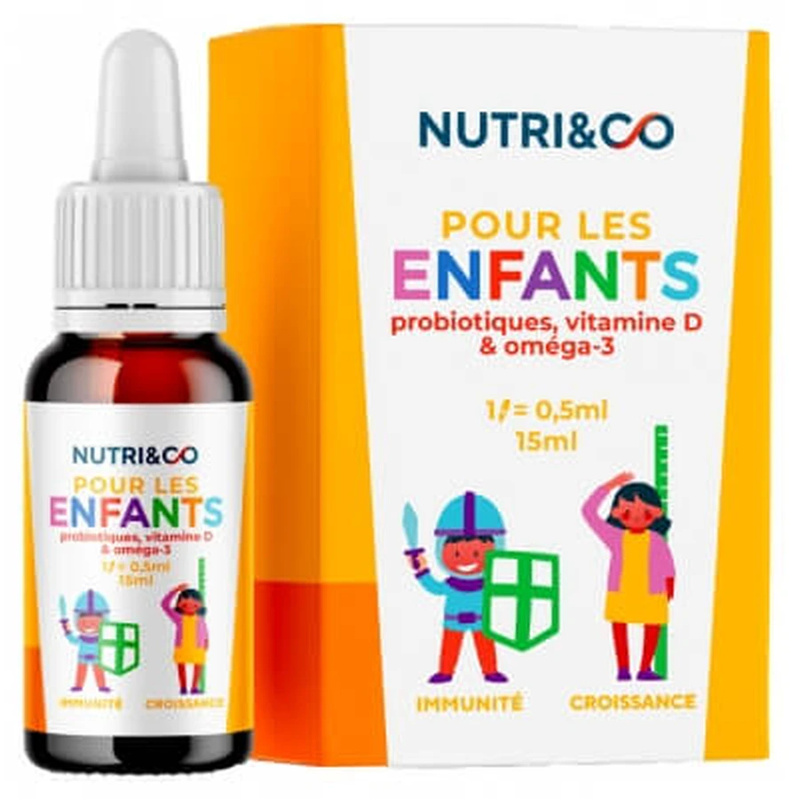Nutri&Co für Kinder: Probiotika, Vitamin D und Omega-3, 15 ml
