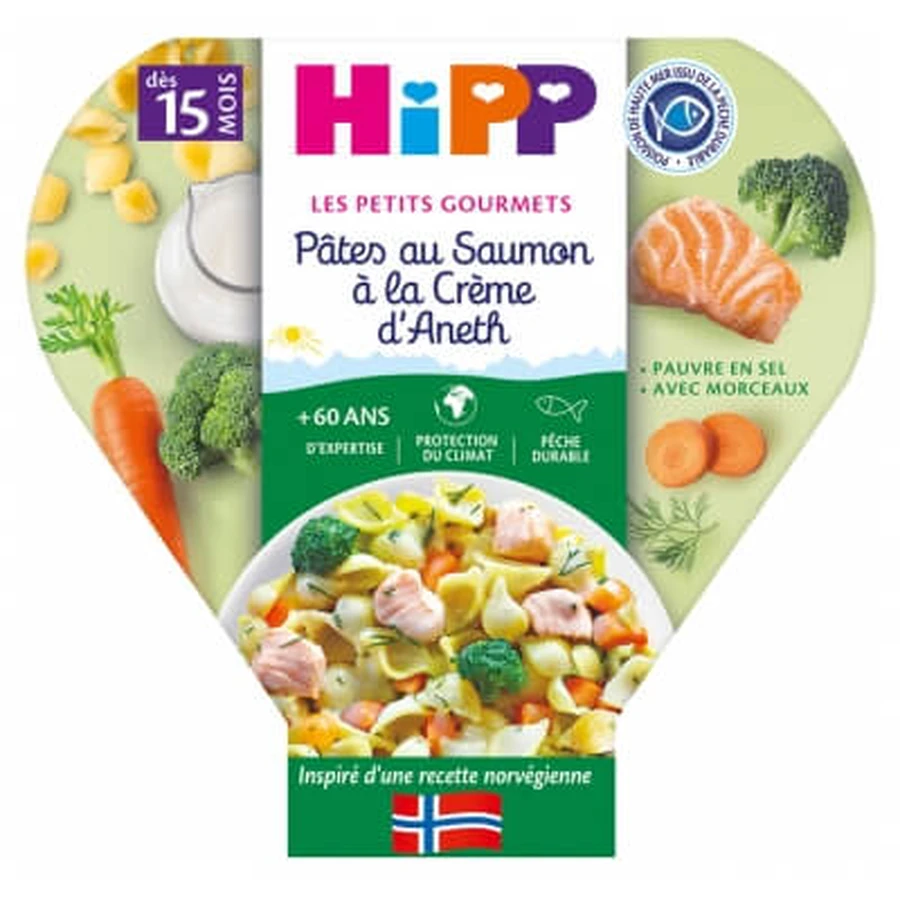 HiPP Les Petits Gourmets Pasta with Salmon and Dill Cream, for ages 15 months and up, 250 g