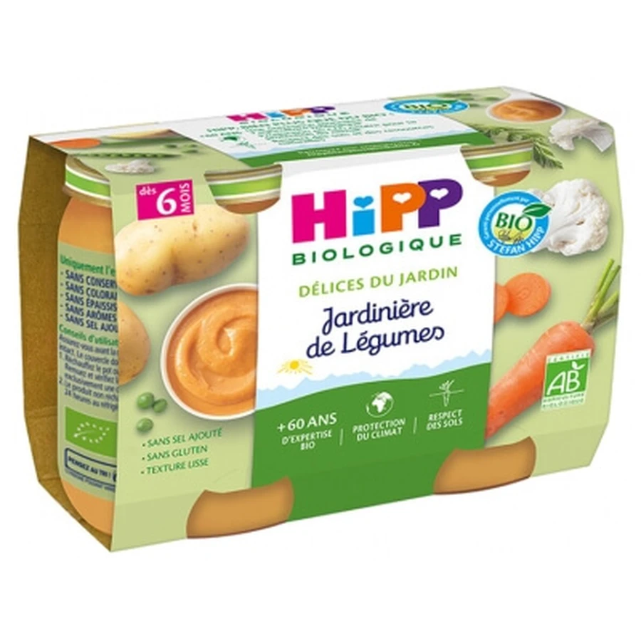 HiPP Délices du Jardin Jardinière de Légumes dès 6 Mois Bio 2 Pots