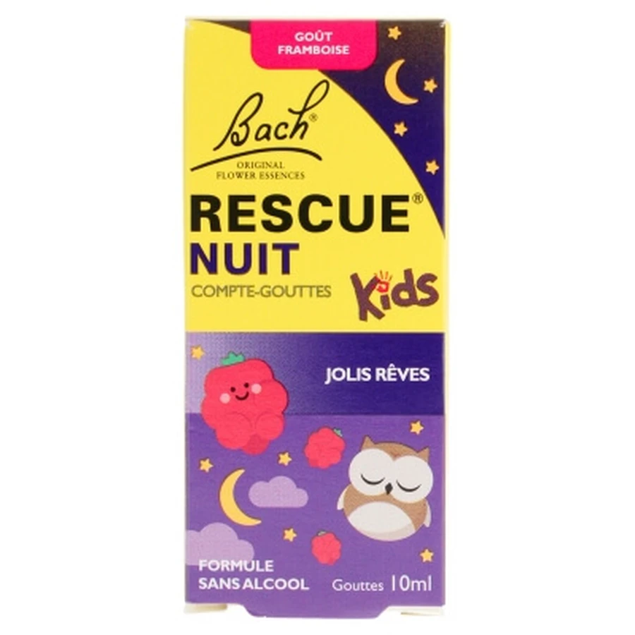 Rescue Night Bach Kids: frasco cuentagotas de frambuesa, 10 ml