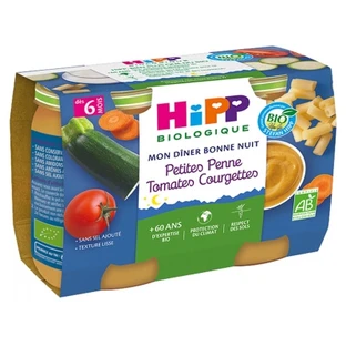 HiPP My Goodnight Dinner: Kleine penne met tomaten en courgette, vanaf 6 maanden, biologisch, 2 potjes