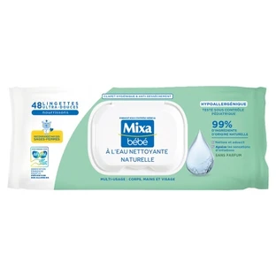 Toallitas húmedas de agua limpiadora natural Mixa Baby, 48 toallitas