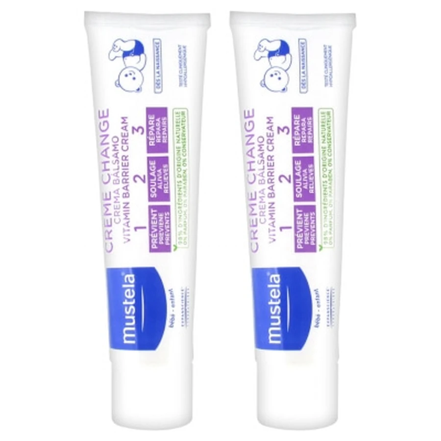 Crema para la dermatitis del pañal Mustela 1 2 3, paquete de 2 (100 ml cada una)
