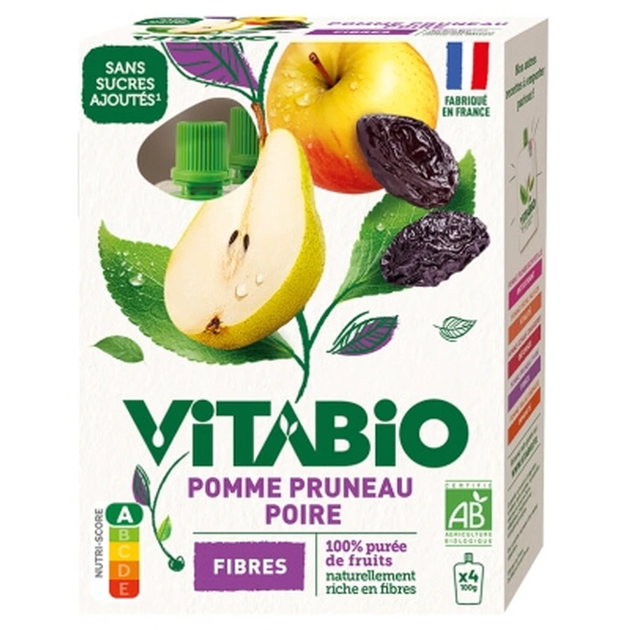 Vitabio Măr, Prune, Pară – Produs ecologic – 4 pachete de câte 100 g