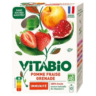 Vitabio Bio-Apfel, Erdbeere und Granatapfel, 4 Beutel à 100 g