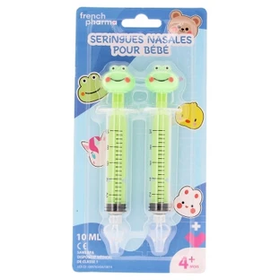 French Pharma Nasal Syringes for Babies 4 Months and Older, Frog Design, 2 x 10 ml
