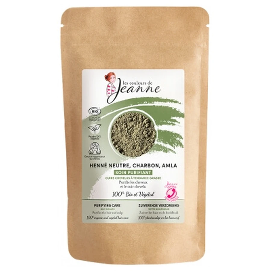 Jeanne's Colors: Purifying Treatment with Neutral Henna, Charcoal, and Organic Amla, 100 g