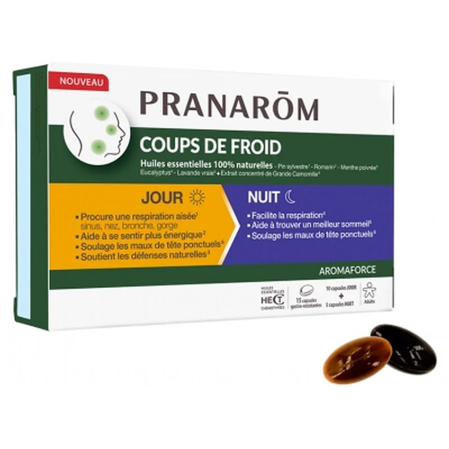 Pranarôm Aromaforce Cold Symptoms 10 Daytime Capsules + 5 Nighttime Capsules
