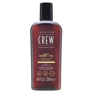 Champú, acondicionador y gel de baño 3 en 1 American Crew con aroma a té de jengibre para el cabello y el cuerpo (250 ml), nutritivo e hidratante