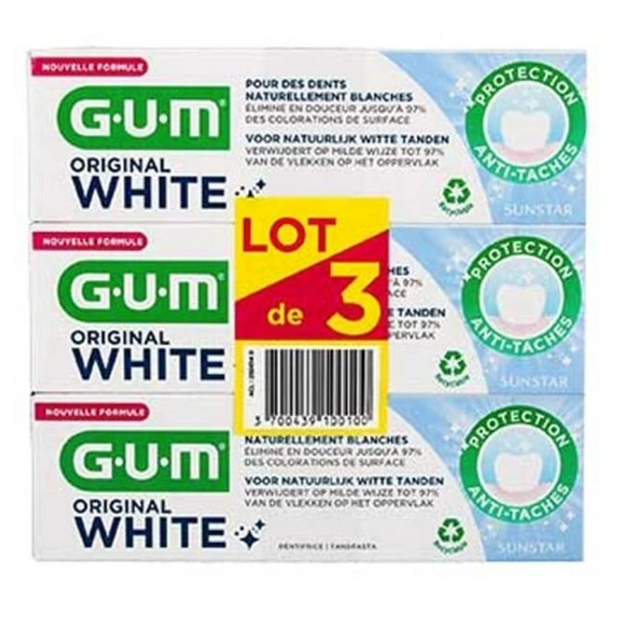 Pasta de dientes GUM Original White, paquete de 3 (75 ml cada una)