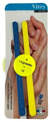 Vitry: 12 Wooden Nail Files (17 cm), Including 6 Free Ones