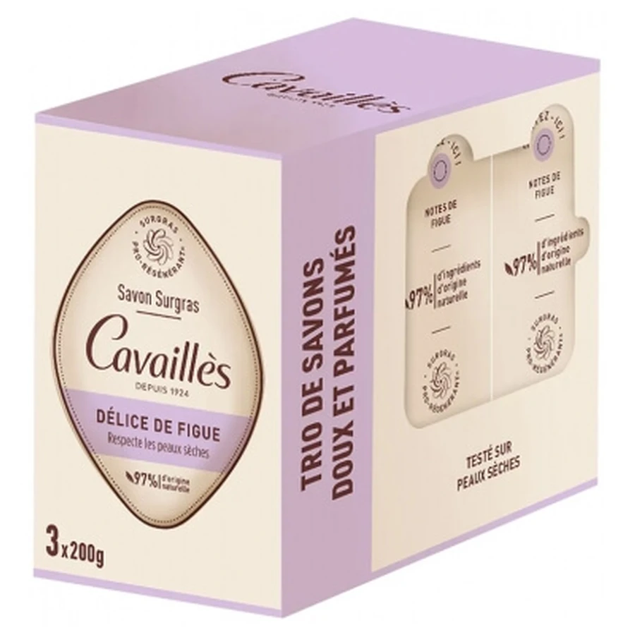 Cavaillès Fig Delight Super-Moisturizing Soap, 3 x 200 g