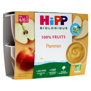 HiPP 100% fruit: appels, voor baby’s van 4–6 maanden, biologisch, 4 potjes