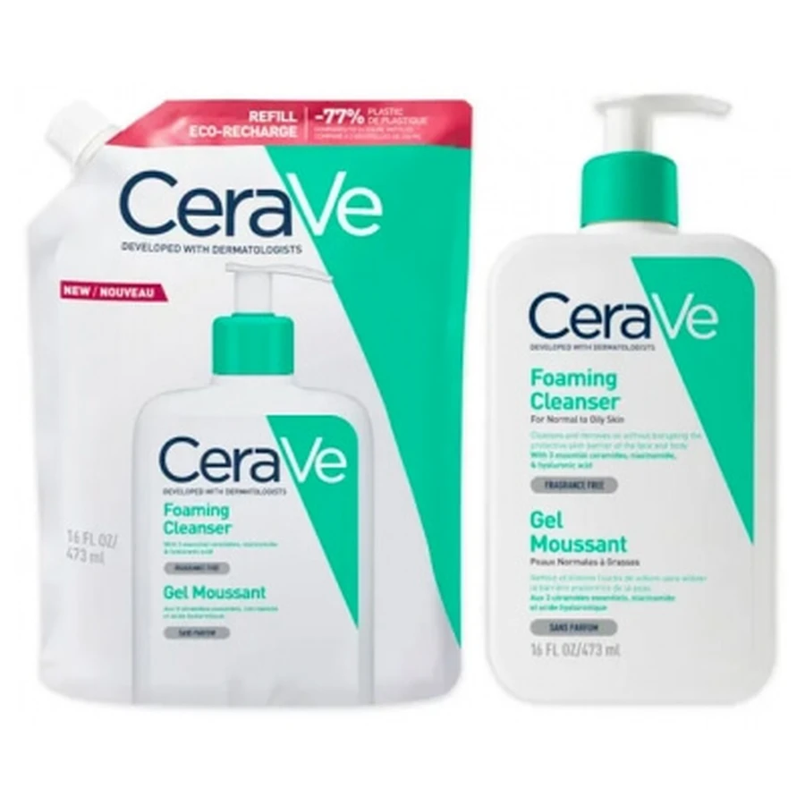 Gel espumante CeraVe 473 ml + recambio ecológico 473 ml