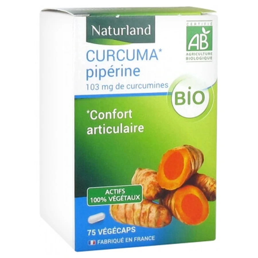 Naturland biologische kurkuma met piperine, 75 Vegecaps