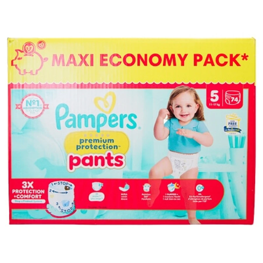 Pampers Premium Protection Pants maat 5 Maxi-pakket, 74 luiers (11–17 kg)