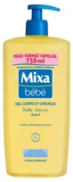 Gel 2 en 1 para el cuerpo y el cabello Mixa Baby, 750 ml