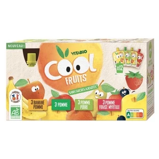 Vitabio Cool Fruits, surtido de sabores: 4 sabores ecológicos, 12 bolsitas (90 g cada una)