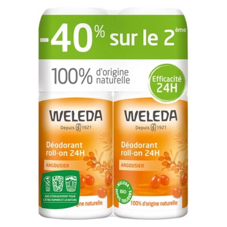 Desodorante en roll-on de espino amarillo de Weleda, 24 horas, paquete de 2 (50 ml cada uno)