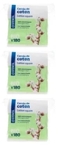 Stentil vierkantjes van biologisch katoen, verpakking van 3 x 180 vierkantjes
