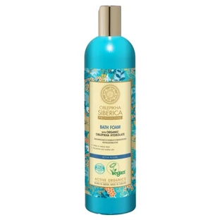 Natura Siberica Oblepikha: Gel de baño espumoso nutritivo y reparador con hidrosol de espino amarillo ecológico, 550 ml