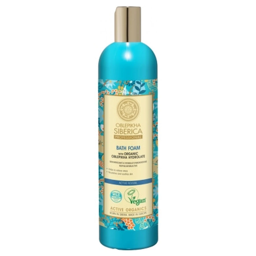 Natura Siberica Oblepikha: Gel de baño espumoso nutritivo y reparador con hidrosol de espino amarillo ecológico, 550 ml