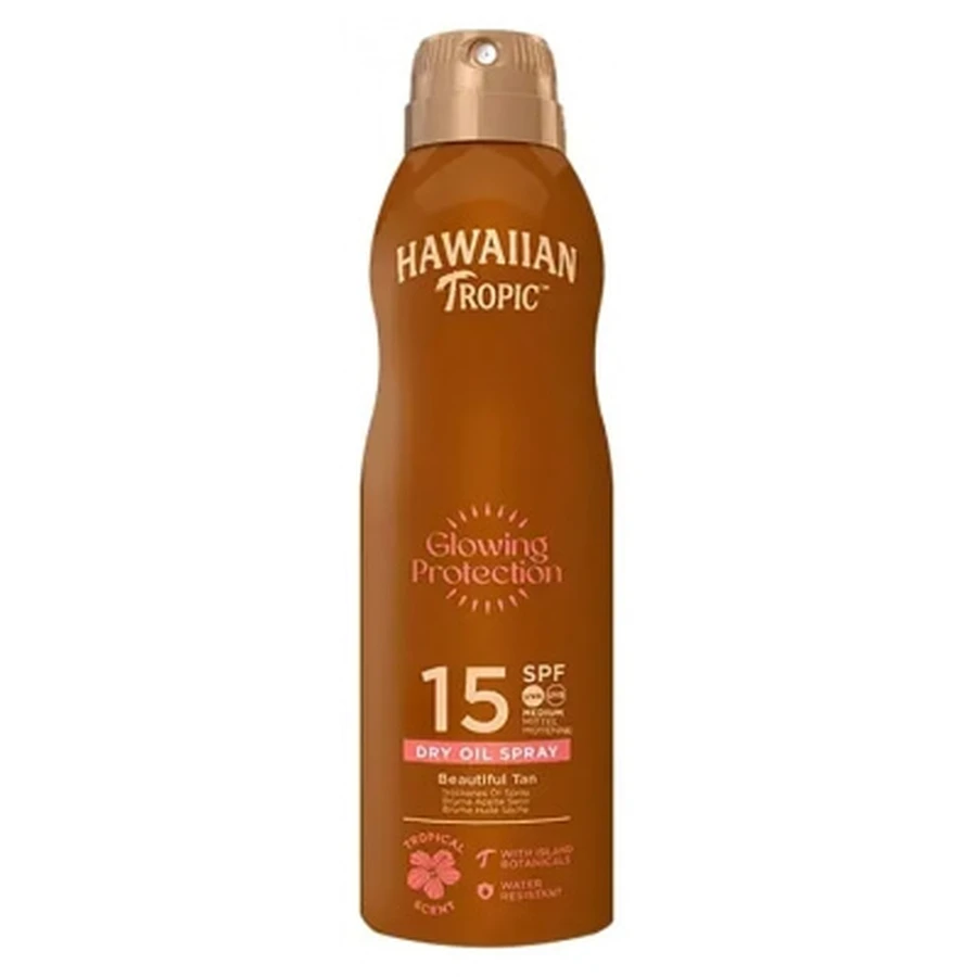 Hawaiian Tropic Glowing Protection, aceite seco en spray con SPF 15, 177 ml