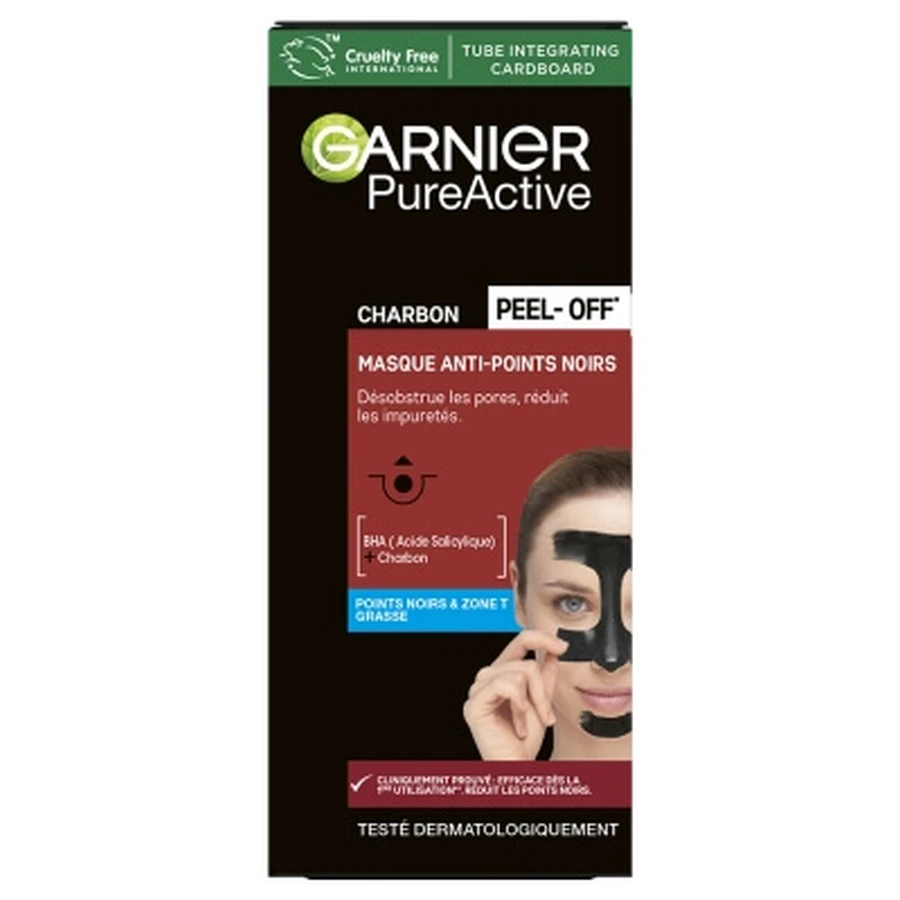 Garnier PureActive Charcoal Peel-Off Maske zur Entfernung von Mitessern, 50 ml
