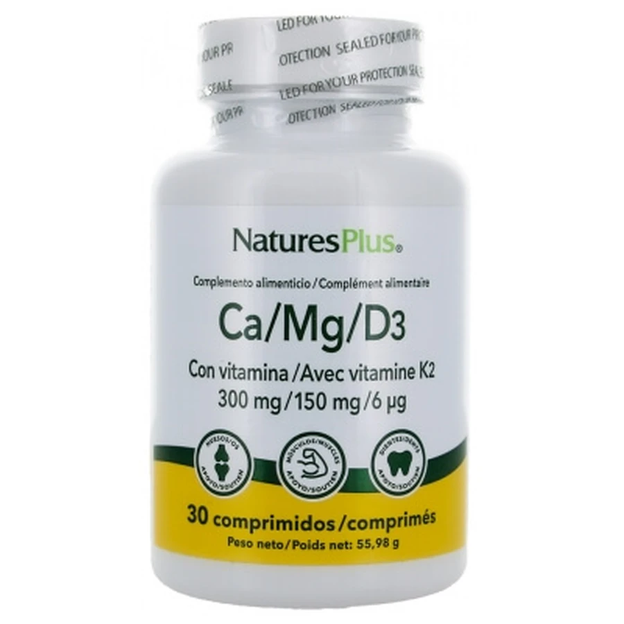 Natures Plus Ca/Mg/D3 with Vitamin K2, 30 Tablets