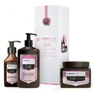 Set de tres productos Arganicare con proteínas de seda para alisar y dar brillo