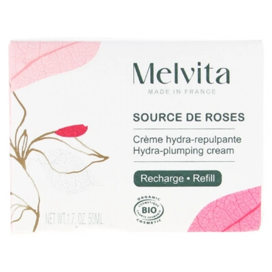 Melvita Source de Roses Organic Hydrating and Plumping Cream Refill, 50 ml