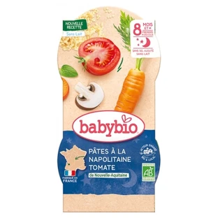 Babybio Good Night Pasta met tomaten op Napolitaanse wijze, vanaf 8 maanden, biologisch, 2 porties van elk 200 g