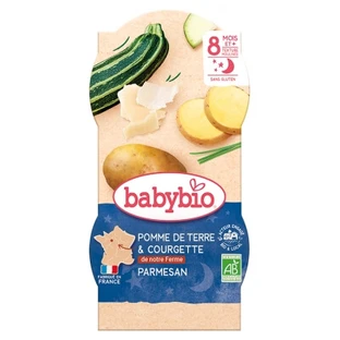 Babybio Good Night: patata, calabacín y parmesano, a partir de los 8 meses, ecológico, 2 tarrinas de 200 g cada una