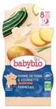 Babybio Good Night: patata, calabacín y parmesano, a partir de los 8 meses, ecológico, 2 tarrinas de 200 g cada una