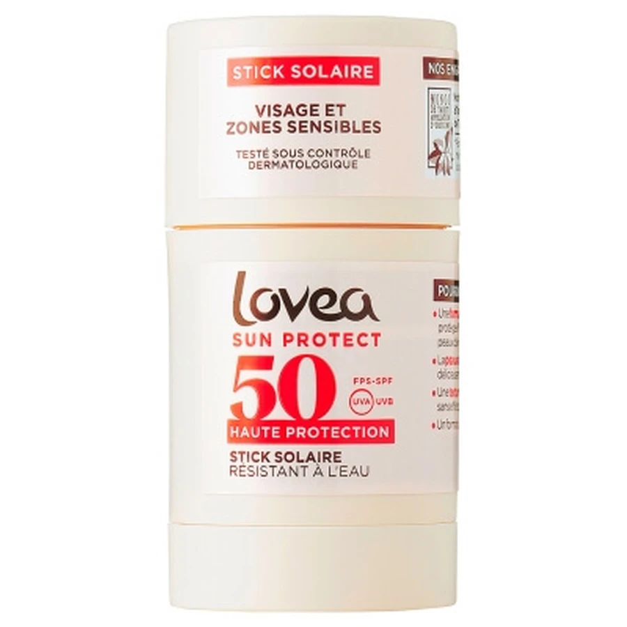 Lovea Sonnenschutzstift für Gesicht und empfindliche Hautpartien mit Monoï de Tahiti, hoher Lichtschutzfaktor 50, 40 g