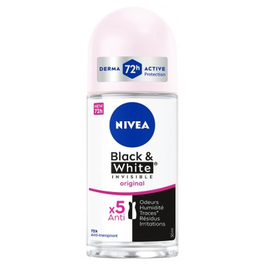 Desodorante antitranspirante Nivea Black & White Invisible de 72 horas en roll-on, 50 ml