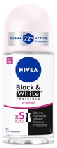 Nivea Black & White Invisible 72-uurs anti-transpirant deodorant roll-on, 50 ml