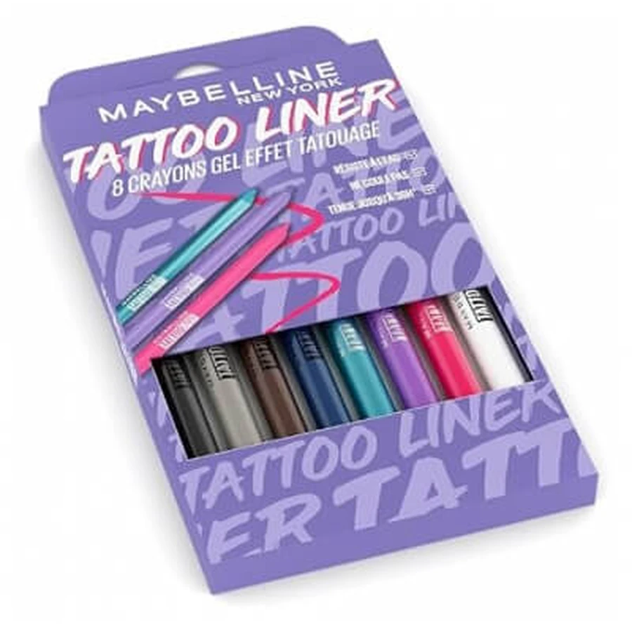 Maybelline New York Tattoo Liner Eyeliner – 8er-Set anspitzbarer Gelstifte