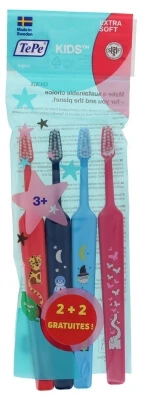 TePe Kids Extra-Soft Toothbrush, 2-Pack + 2 Free