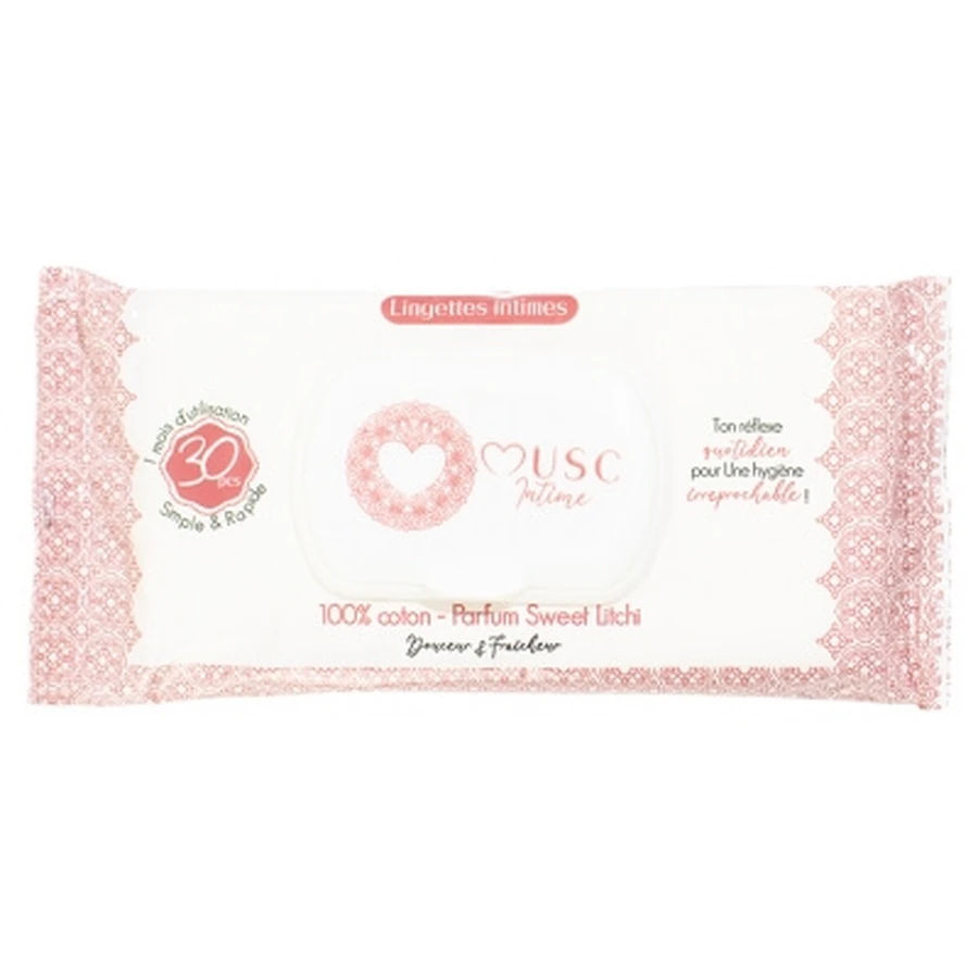 Musc Intime Sweet Litchi Intimate Wipes, 30 wipes