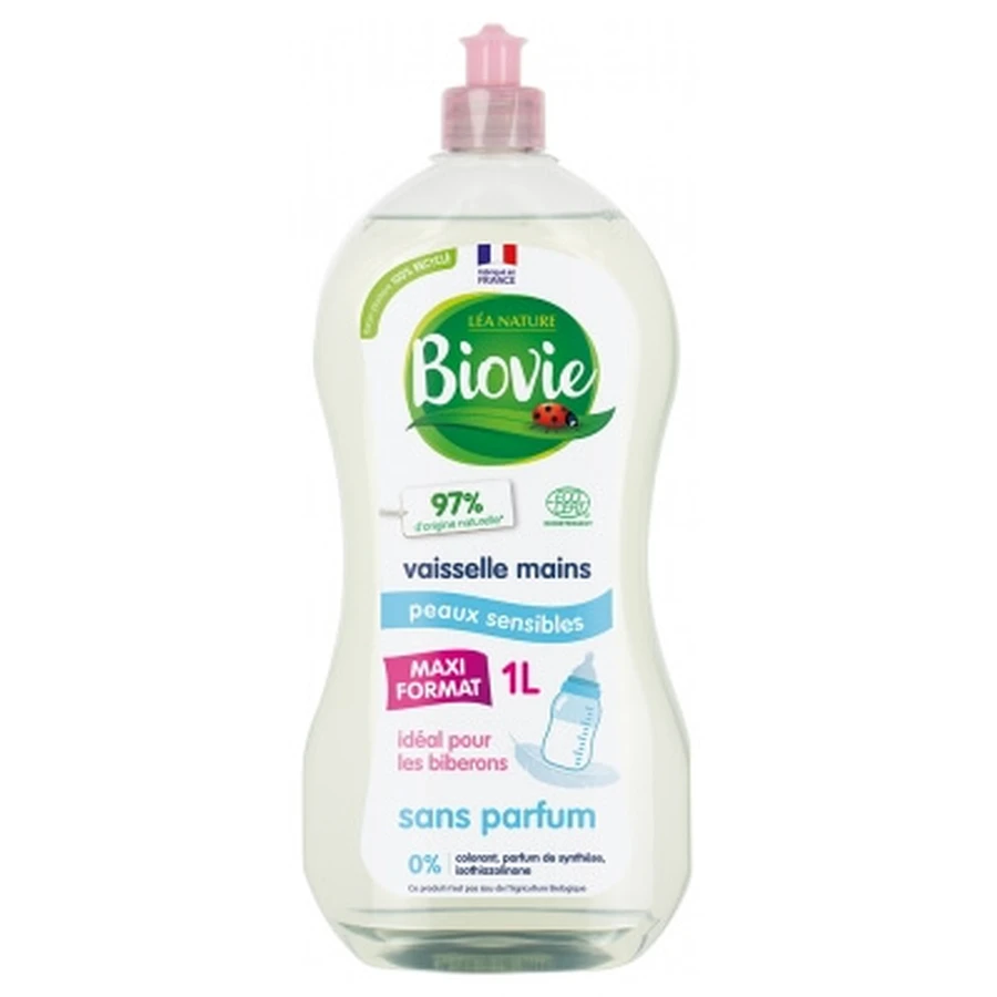 Líquido lavavajillas Biovie para piel sensible, 1 L